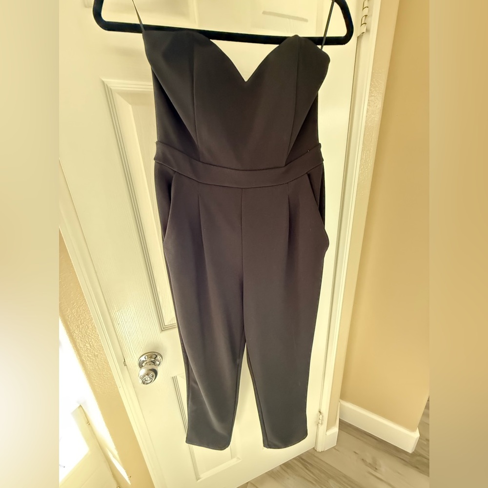 Black strapless jumpsuit